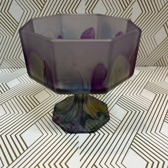 Vintage Rueven Art Nouveau Glass Hand Painted Compote Pedestal - Picture 3 of 11